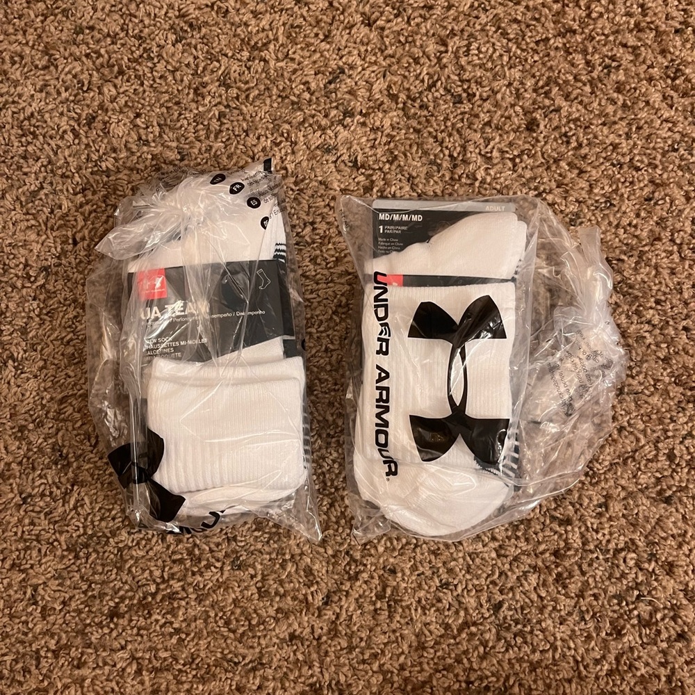 Under Armour White Performance Crew Socks 2 pairs